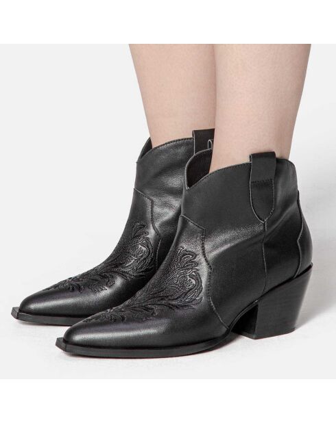 Bottines en Cuir West Valley City noires - Talon 6.7 cm