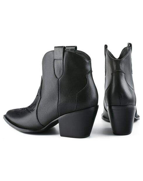 Bottines en Cuir West Valley City noires - Talon 6.7 cm