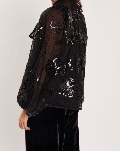 Blouse à sequins Tulle noire