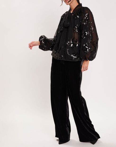 Blouse à sequins Tulle noire