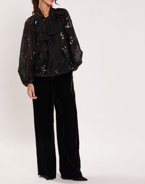Blouse à sequins Tulle noire
