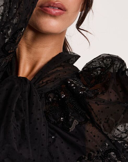 Blouse à sequins Tulle noire