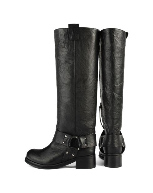 Bottes en Cuir Biker Gang noires