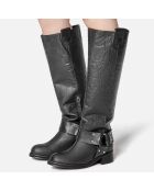 Bottes en Cuir Biker Gang noires