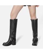 Bottes en Cuir Biker Gang noires