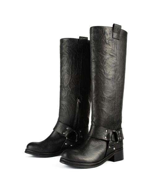 Bottes en Cuir Biker Gang noires