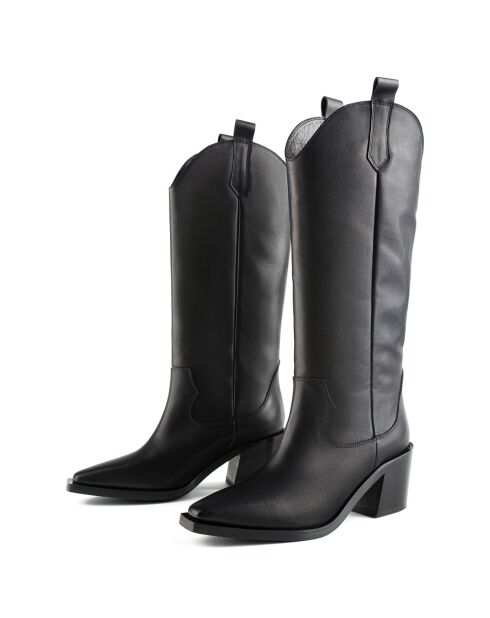 Bottes en Cuir Dark Nights noires - Talon 5 cm