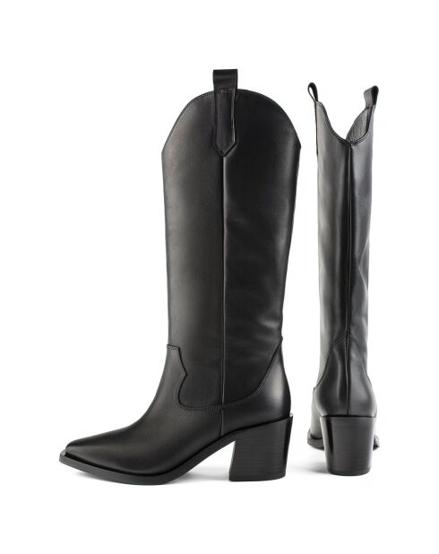 Bottes en Cuir Dark Nights noires - Talon 5 cm