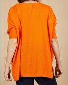 Pull poncho 100% Cachemire Kelly col V manches courtes mangue