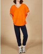 Pull poncho 100% Cachemire Kelly col V manches courtes mangue