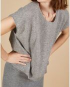 Pull 100% Cachemire Laurène manches courtes gris chiné