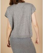 Pull 100% Cachemire Laurène manches courtes gris chiné