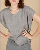 Pull 100% Cachemire Laurène manches courtes gris chiné