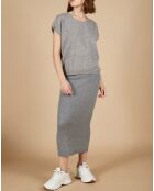 Pull 100% Cachemire Laurène manches courtes gris chiné