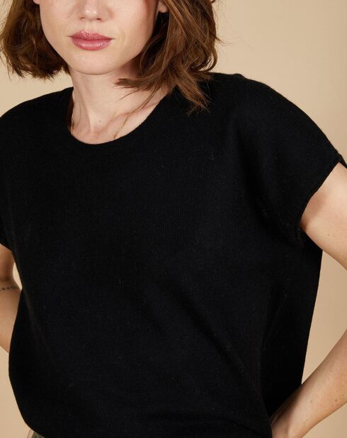 Pull 100% Cachemire Laurène manches courtes noir