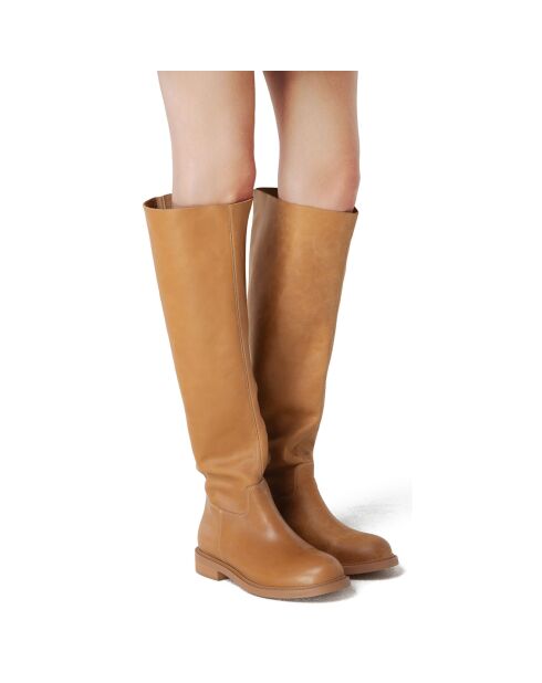 Mr. Jones Maxi-Stiefel aus Kamelfarbenem Leder