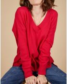 Pull ample 100% Cachemire Isidore col V fuchsia