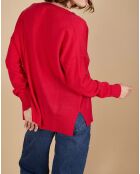 Pull ample 100% Cachemire Isidore col V fuchsia