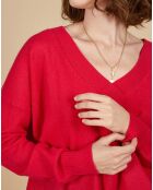 Pull ample 100% Cachemire Isidore col V fuchsia