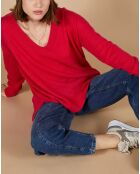 Pull ample 100% Cachemire Isidore col V fuchsia