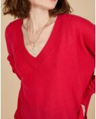 Pull ample 100% Cachemire Isidore col V fuchsia