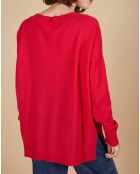 Pull ample 100% Cachemire Isidore col V fuchsia
