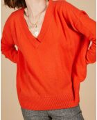 Pull ample 100% Cachemire Isidore col V orange