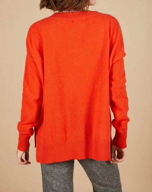 Pull ample 100% Cachemire Isidore col V orange