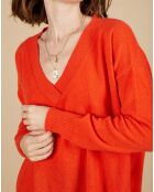 Pull ample 100% Cachemire Isidore col V orange