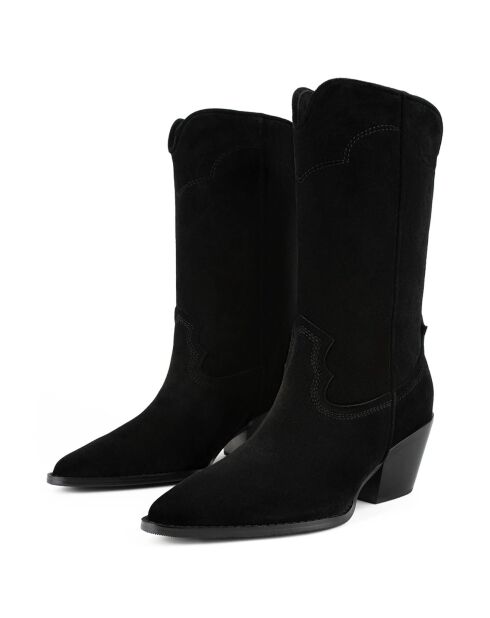 Boots en Cuir Rock Me Slow noires - Talon 6 cm