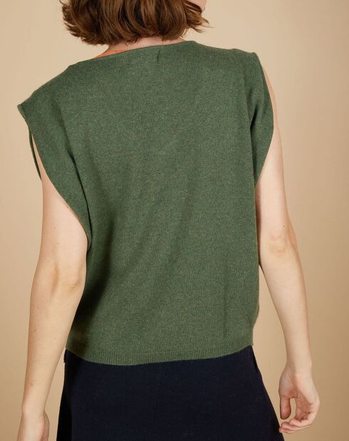 Pull 100% Cachemire Bella épaulettes kaki