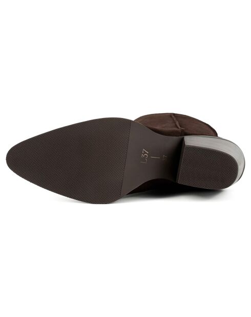 Boots en Cuir Rock Me Slow marron - Talon 6 cm