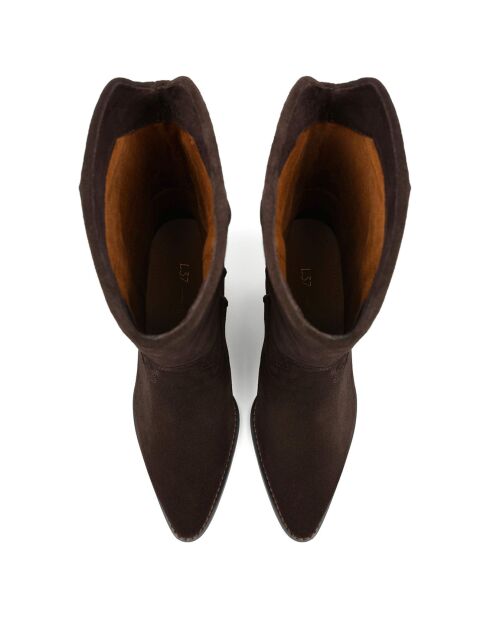 Boots en Cuir Rock Me Slow marron - Talon 6 cm