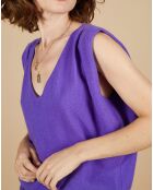 Pull 100% Cachemire Bella épaulettes violet