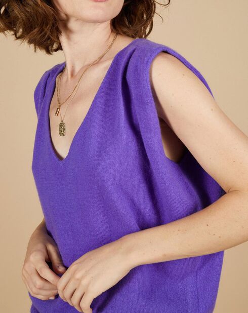 Pull 100% Cachemire Bella épaulettes violet