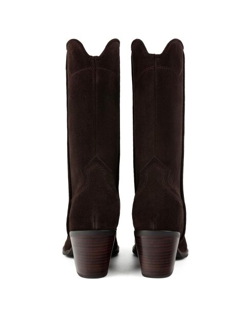 Boots en Cuir Rock Me Slow marron - Talon 6 cm