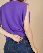 Pull 100% Cachemire Bella épaulettes violet