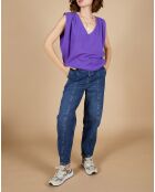 Pull 100% Cachemire Bella épaulettes violet
