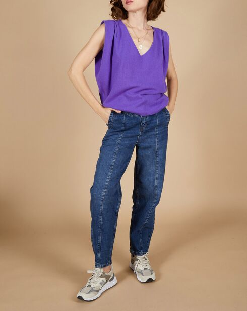 Pull 100% Cachemire Bella épaulettes violet