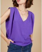 Pull 100% Cachemire Bella épaulettes violet