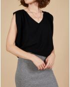 Pull 100% Cachemire Bella épaulettes noir