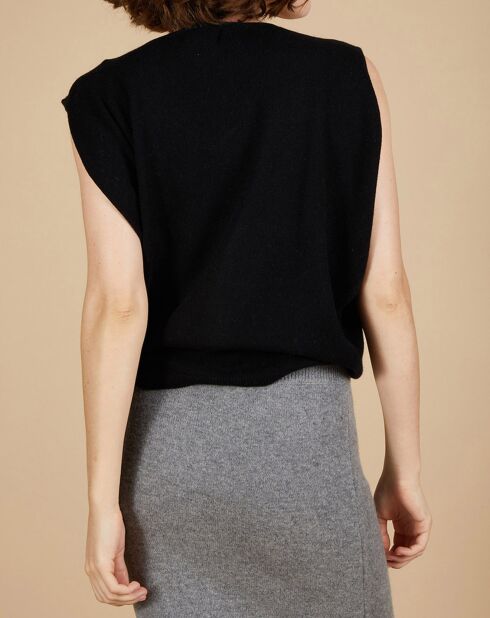 Pull 100% Cachemire Bella épaulettes noir