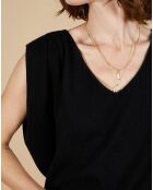 Pull 100% Cachemire Bella épaulettes noir