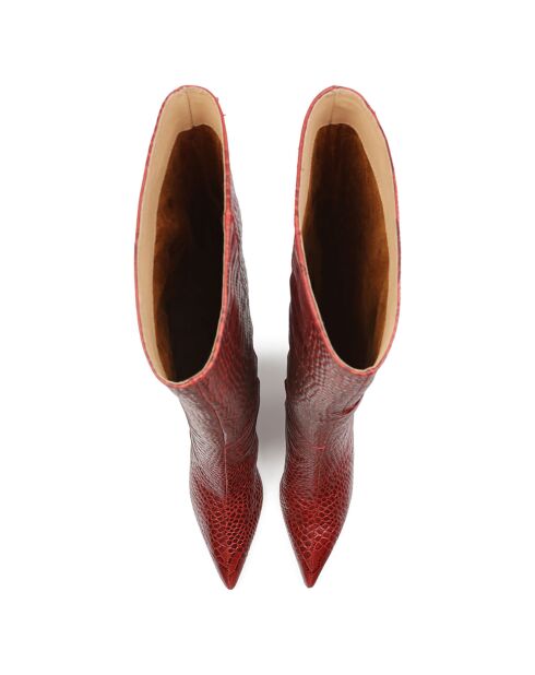 Bottes en Cuir Somebody Told Me bordeaux - Talon 5.6 cm