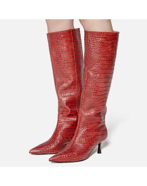 Bottes en Cuir Somebody Told Me bordeaux - Talon 5.6 cm