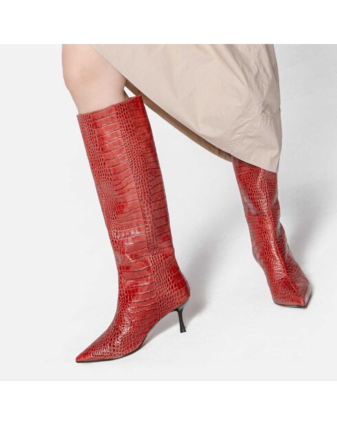 Bottes en Cuir Somebody Told Me bordeaux - Talon 5.6 cm