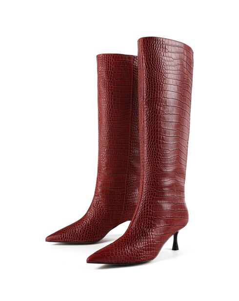Bottes en Cuir Somebody Told Me bordeaux - Talon 5.6 cm