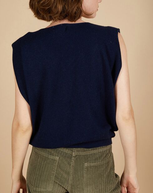 Pull 100% Cachemire Bella épaulettes nuit