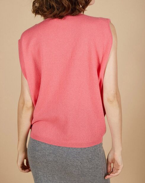Pull 100% Cachemire Bella  épaulettes rose
