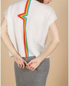 Pull 100% Cachemire Marion à bandes au dos écru